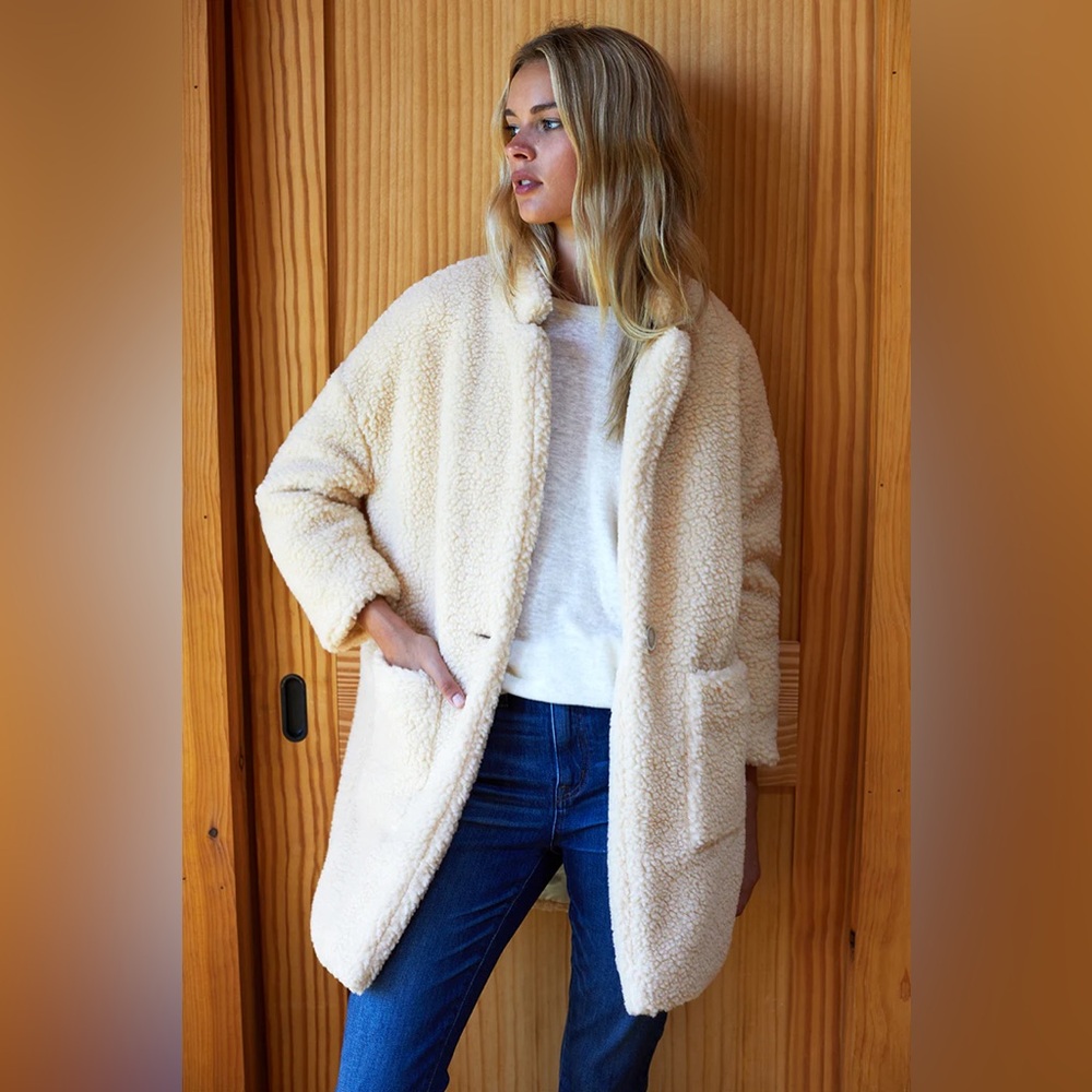 Emerson Fry Teddy Bear Coat in Ivory